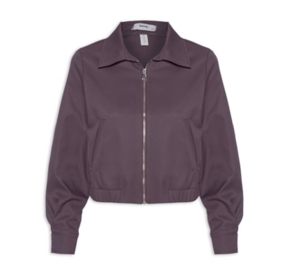 Jaqueta Feminina Com Bolso E Elástico - Roxo