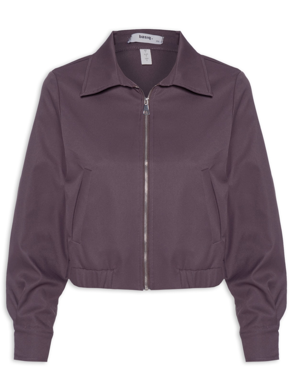 Jaqueta Feminina Com Bolso E Elástico - Roxo