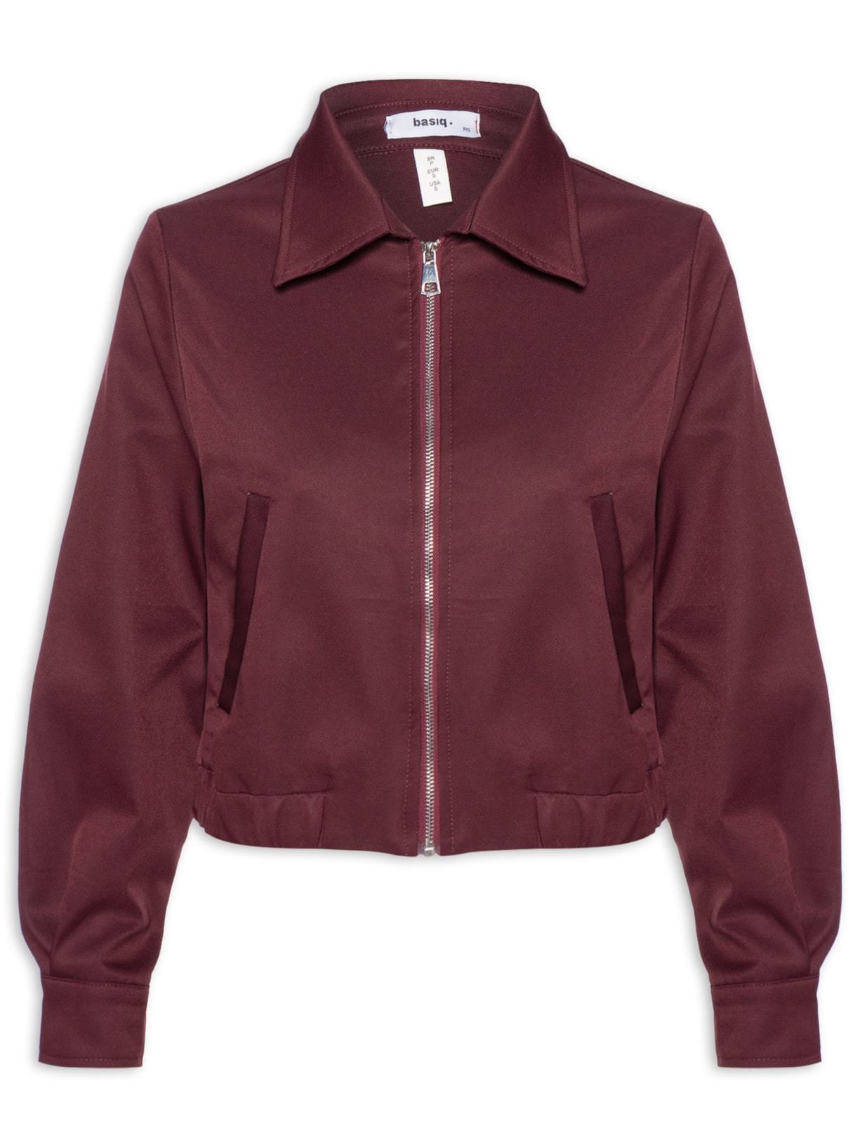 Jaqueta Feminina Com Bolso E Elástico - Vermelho