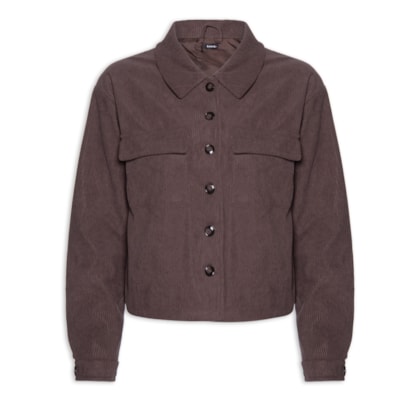 Jaqueta Feminina Com Bolso - Marrom