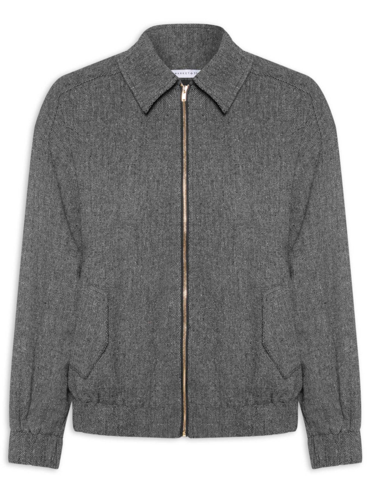 Jaqueta Feminina Com Bolsos Frontais - Cinza