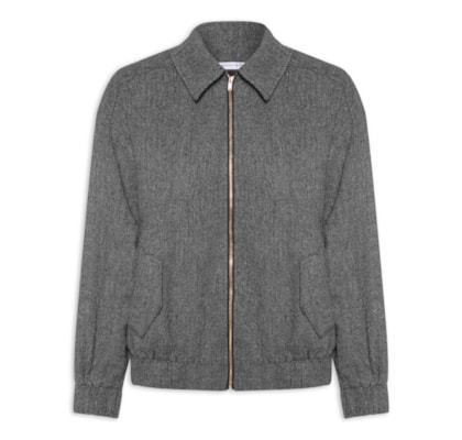 Jaqueta Feminina Com Bolsos Frontais - Cinza