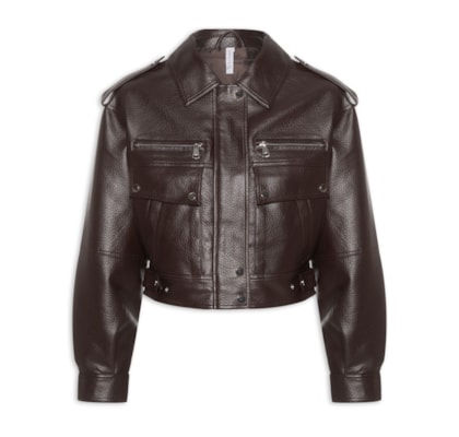 Jaqueta Feminina com Bolsos Frontais - Marrom