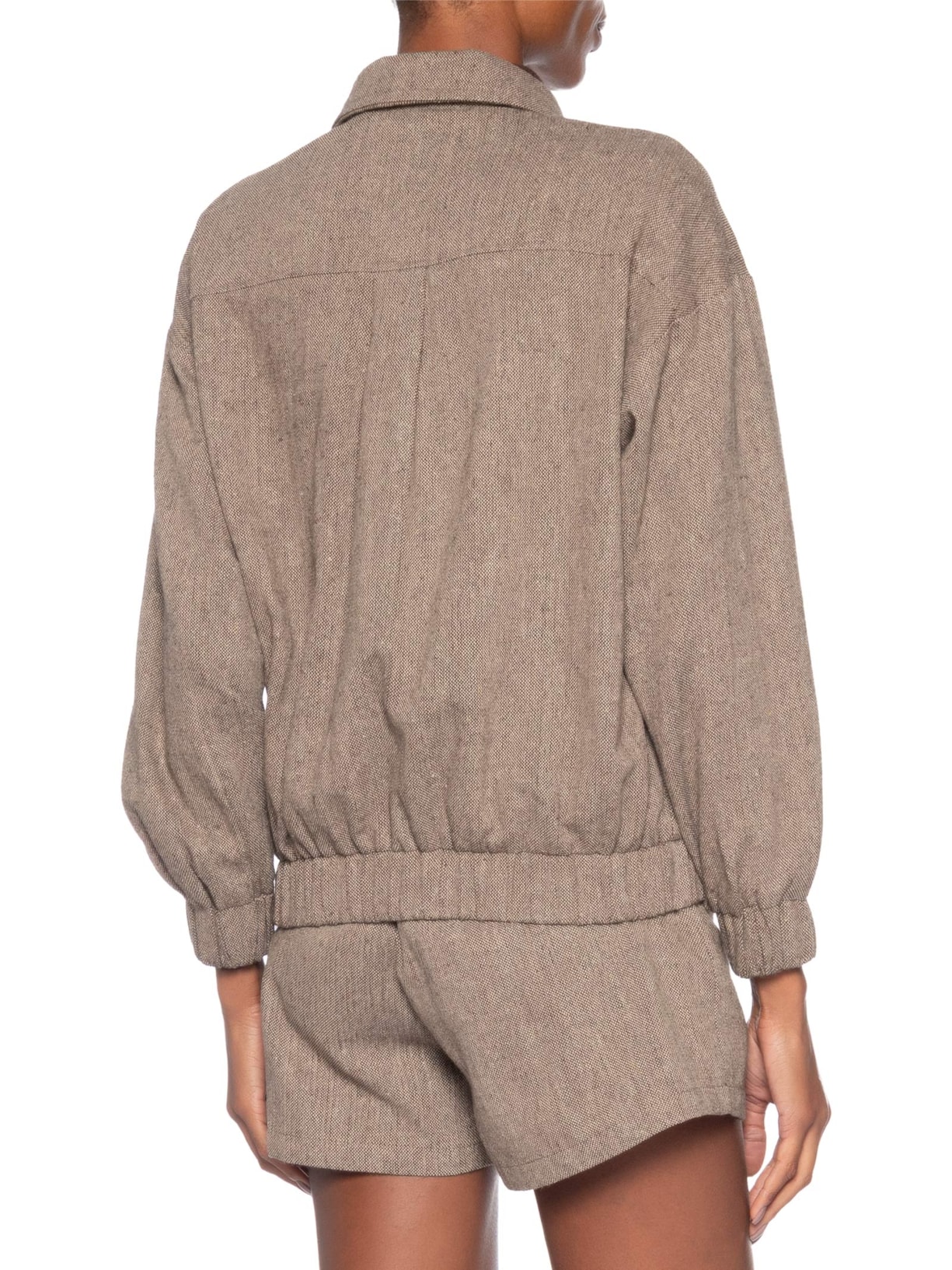 Jaqueta Feminina Com Bolsos Frontais Marrom Market 33