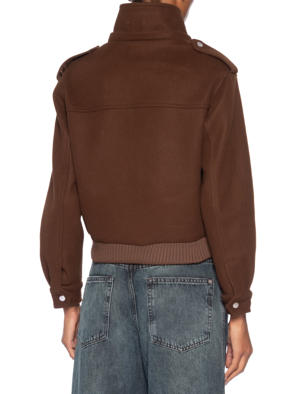 Jaqueta Feminina Com Bolsos Frontais Marrom Market 33