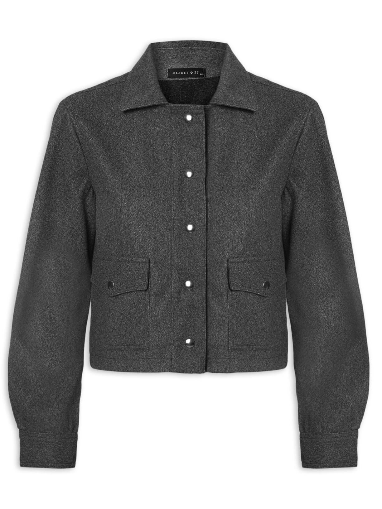 Jaqueta Feminina Com Bolsos Frontais - Preto