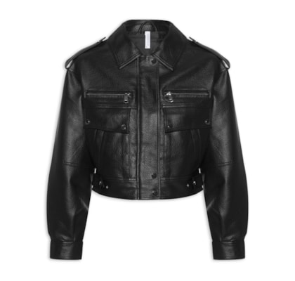 Jaqueta Feminina com Bolsos Frontais - Preto