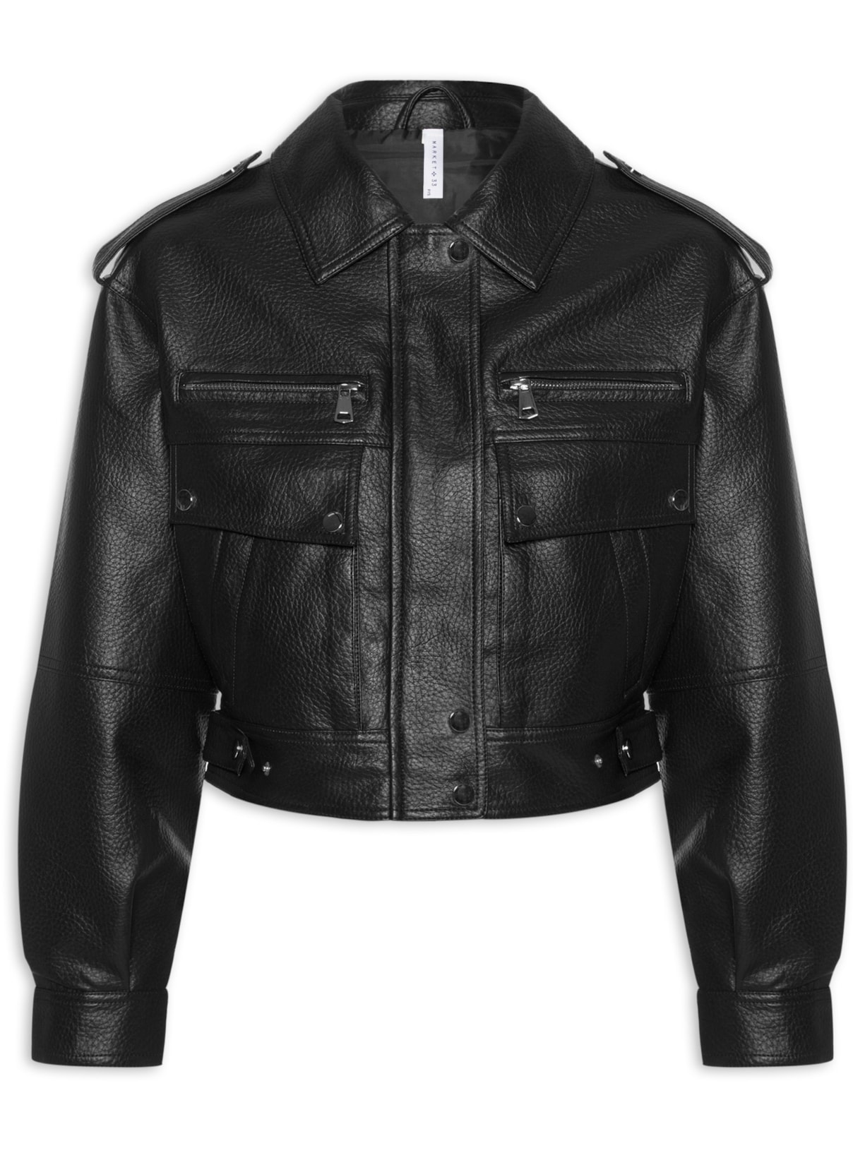 Jaqueta Feminina com Bolsos Frontais - Preto