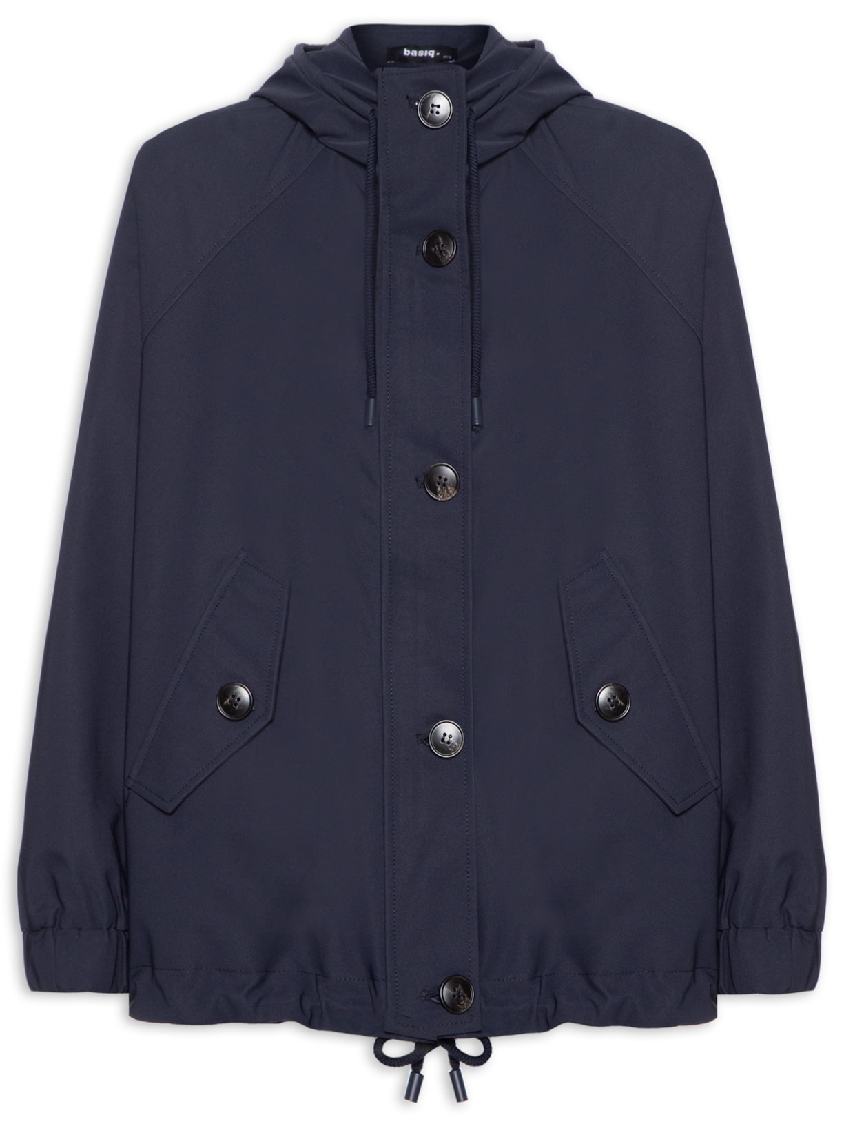 Jaqueta Feminina Com Botões E Capuz - Azul