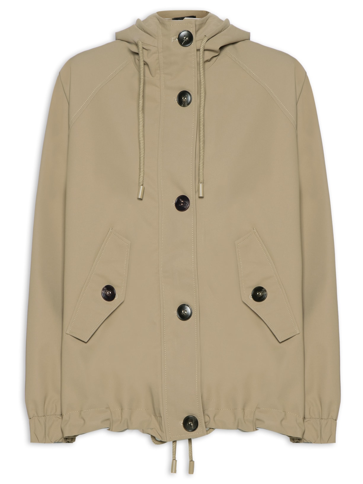 Jaqueta Feminina Com Botões E Capuz - Bege