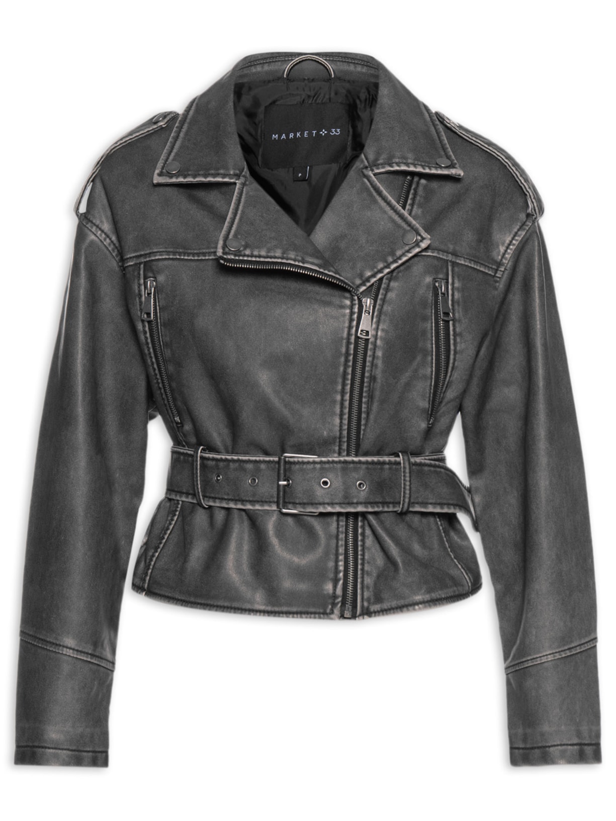 Jaqueta Feminina Com Cinto Removível - Cinza