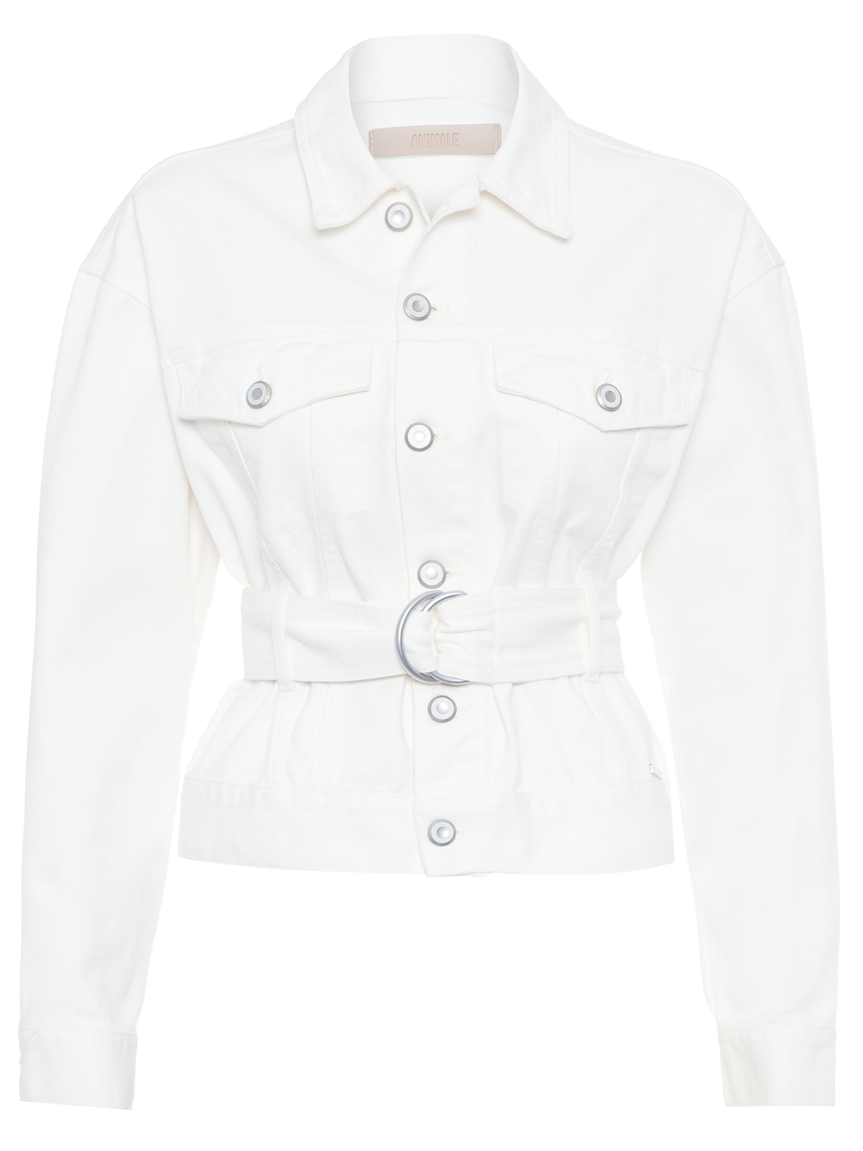 Jaqueta Feminina Com Cinto Sarja - Branco