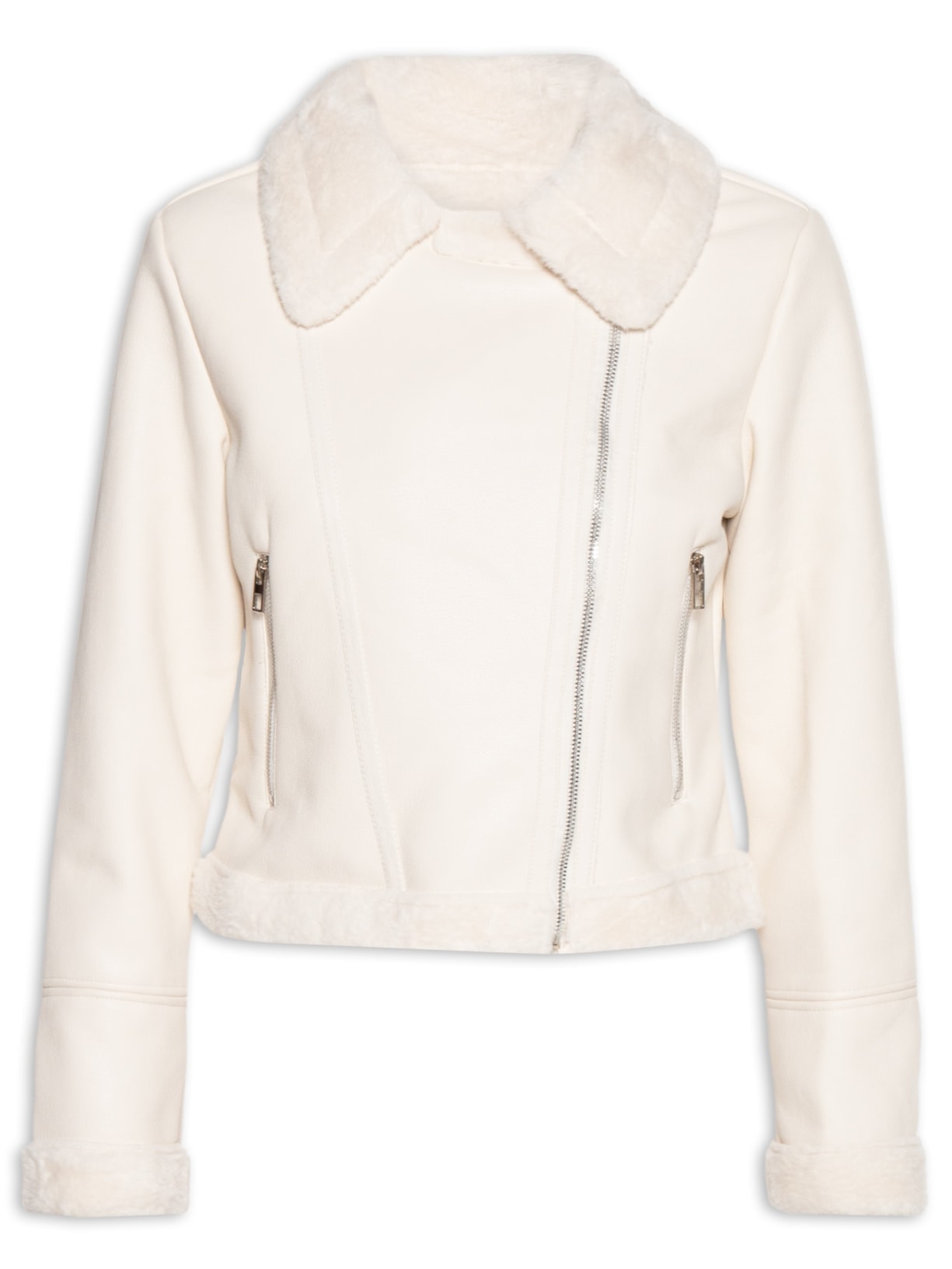 Jaqueta Feminina com Forro Peluciado - Off White