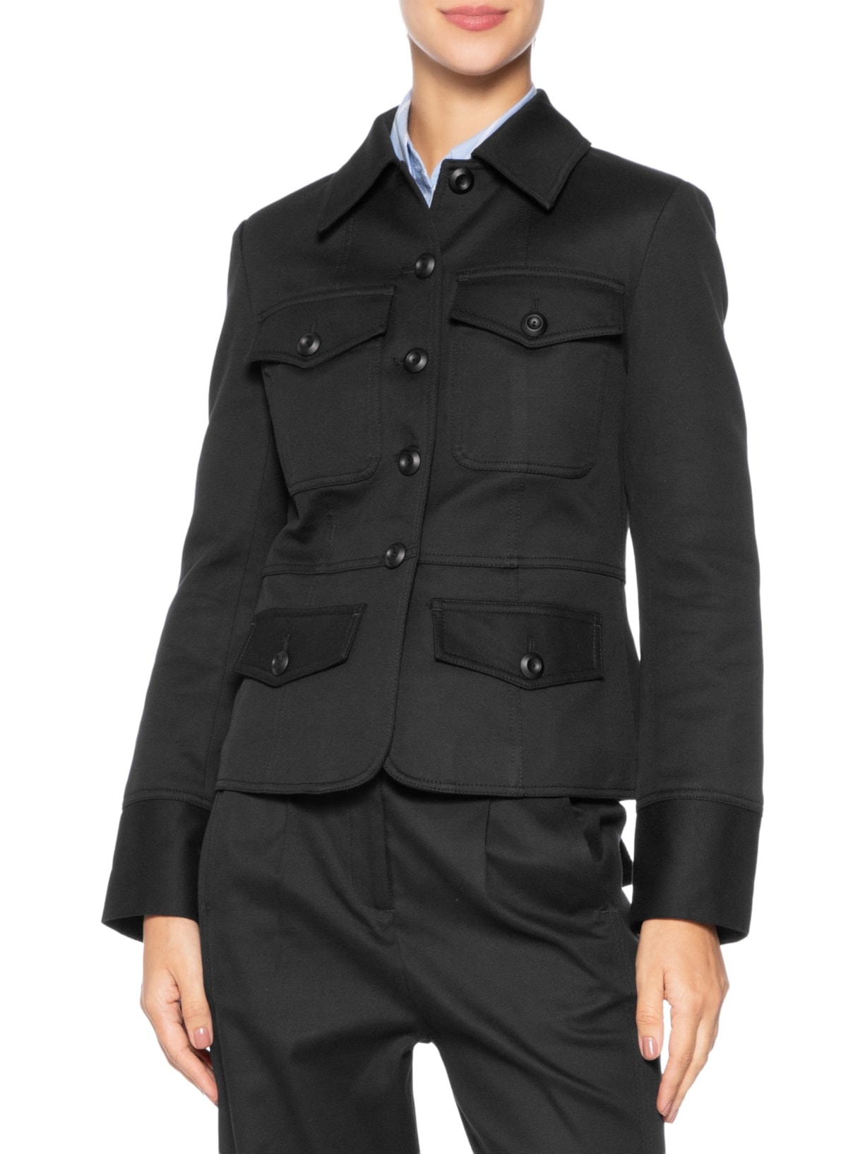 Jaqueta Feminina Com Recortes E Bolso Preto Animale