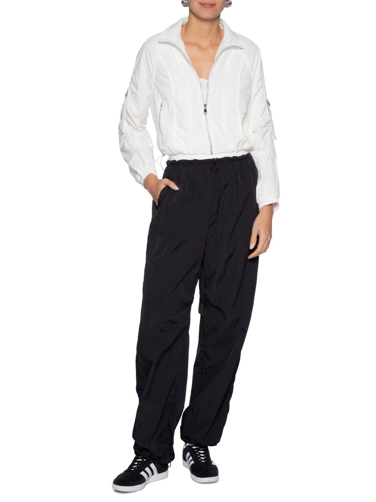 Jaqueta Feminina Corta Vento Branco Basiq