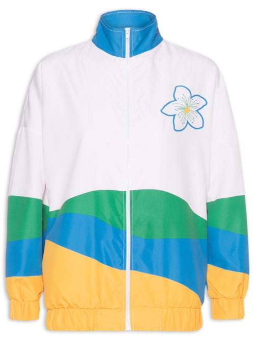 Jaqueta Feminina Corta Vento Copa Brasil - Off White
