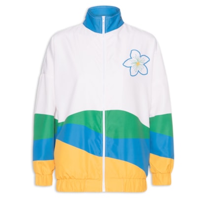Jaqueta Feminina Corta Vento Estampada - Off White