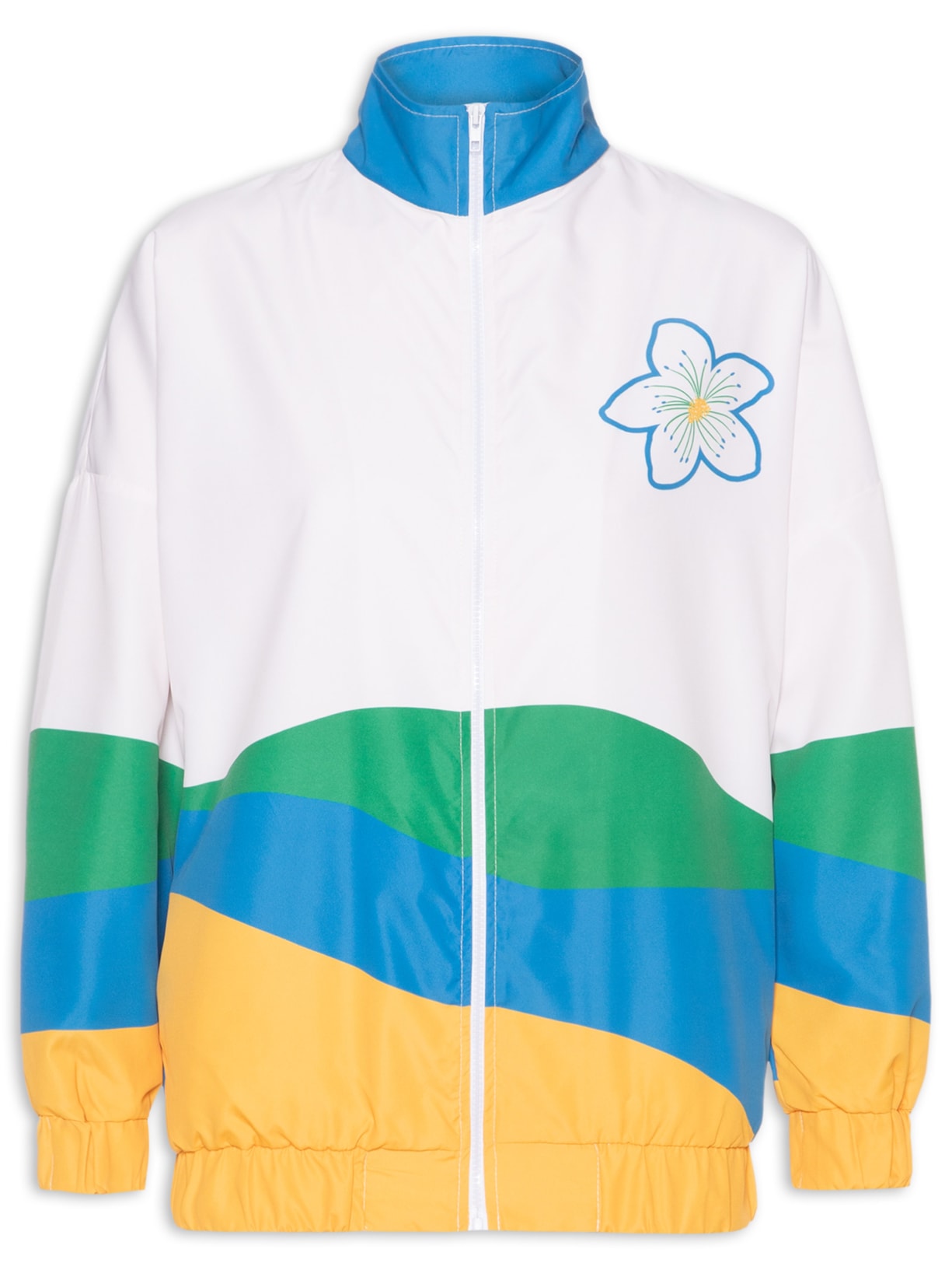 Jaqueta Feminina Corta Vento Estampada - Off White