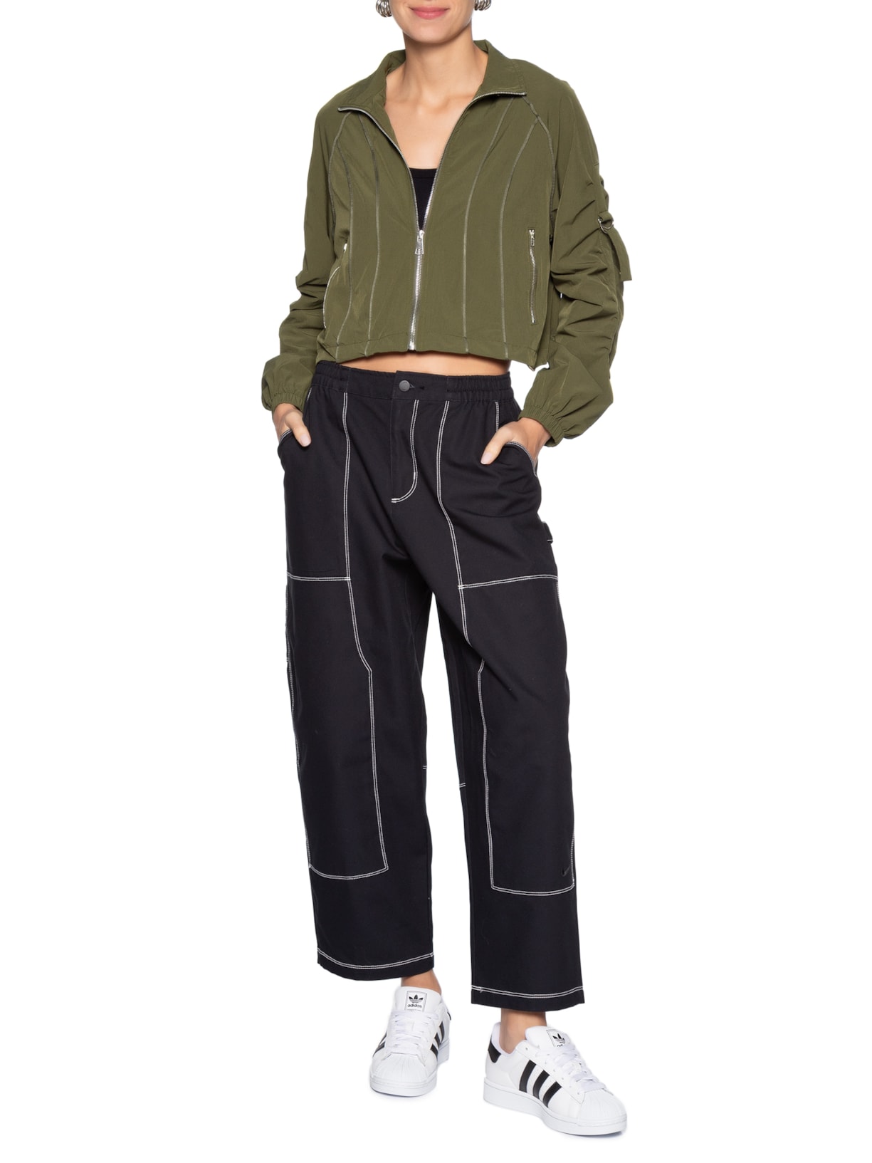 Jaqueta Feminina Corta Vento Verde Basiq