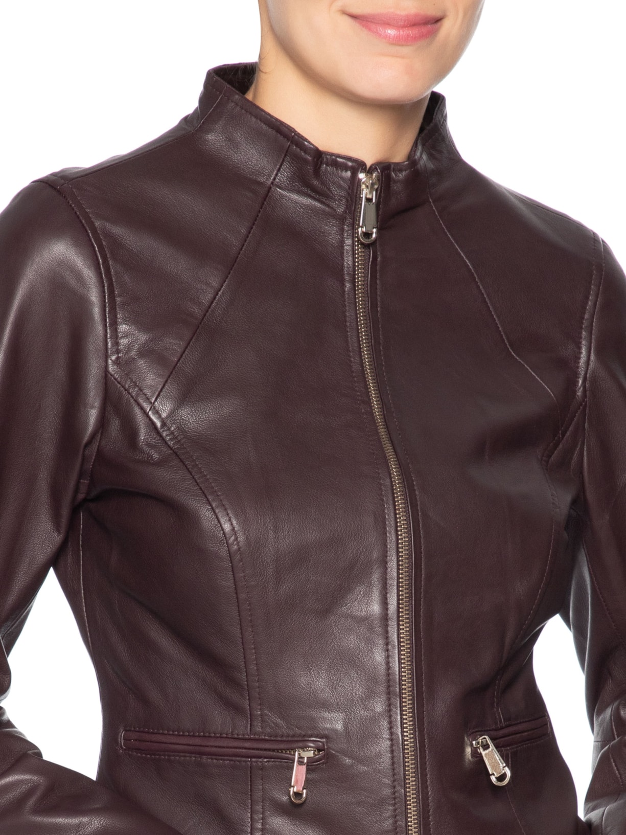 Jaqueta Feminina Couro Com Zíper Vermelho '2Essential