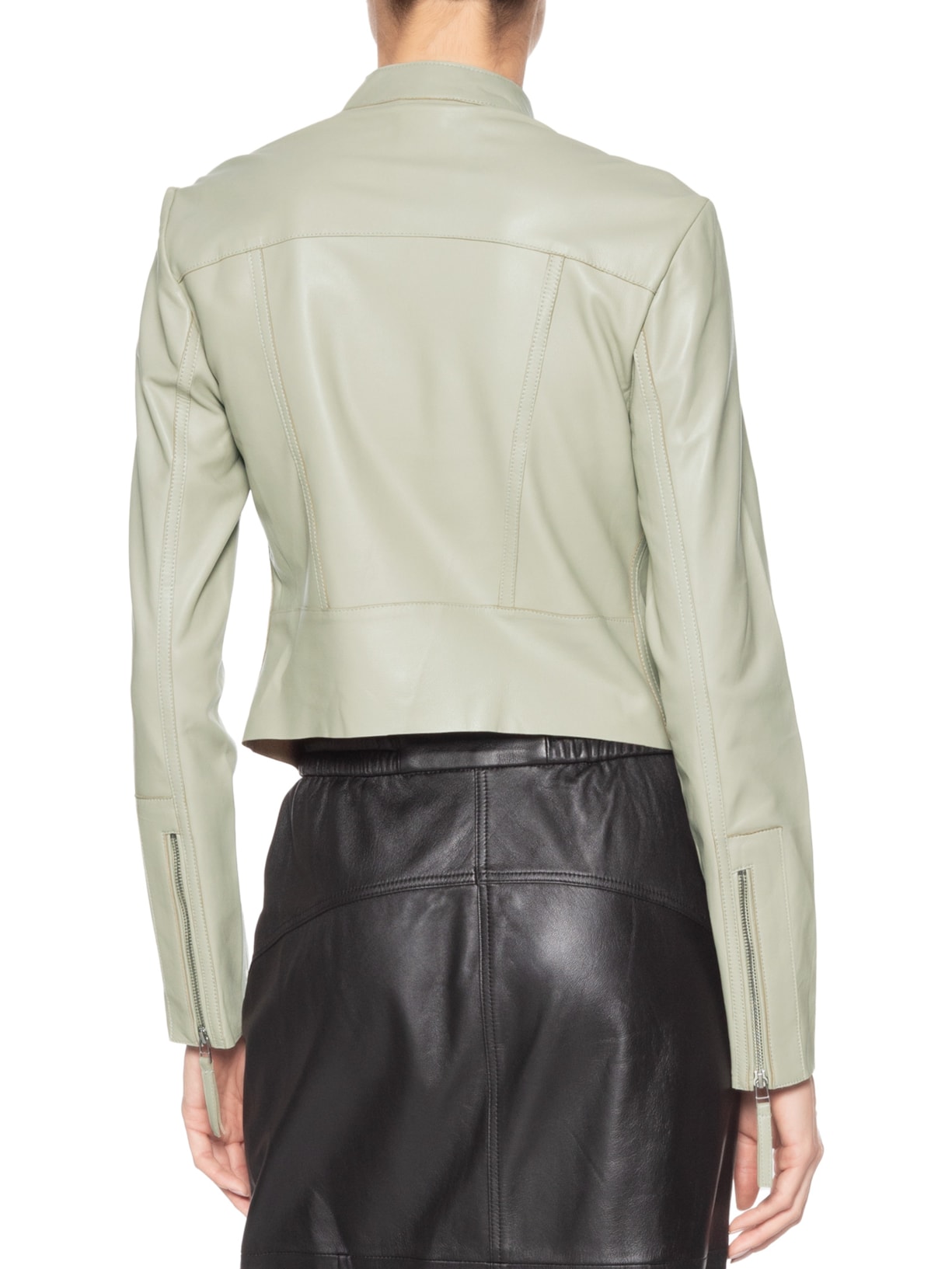 Jaqueta Feminina Couro Motor Clássica Cinza Animale