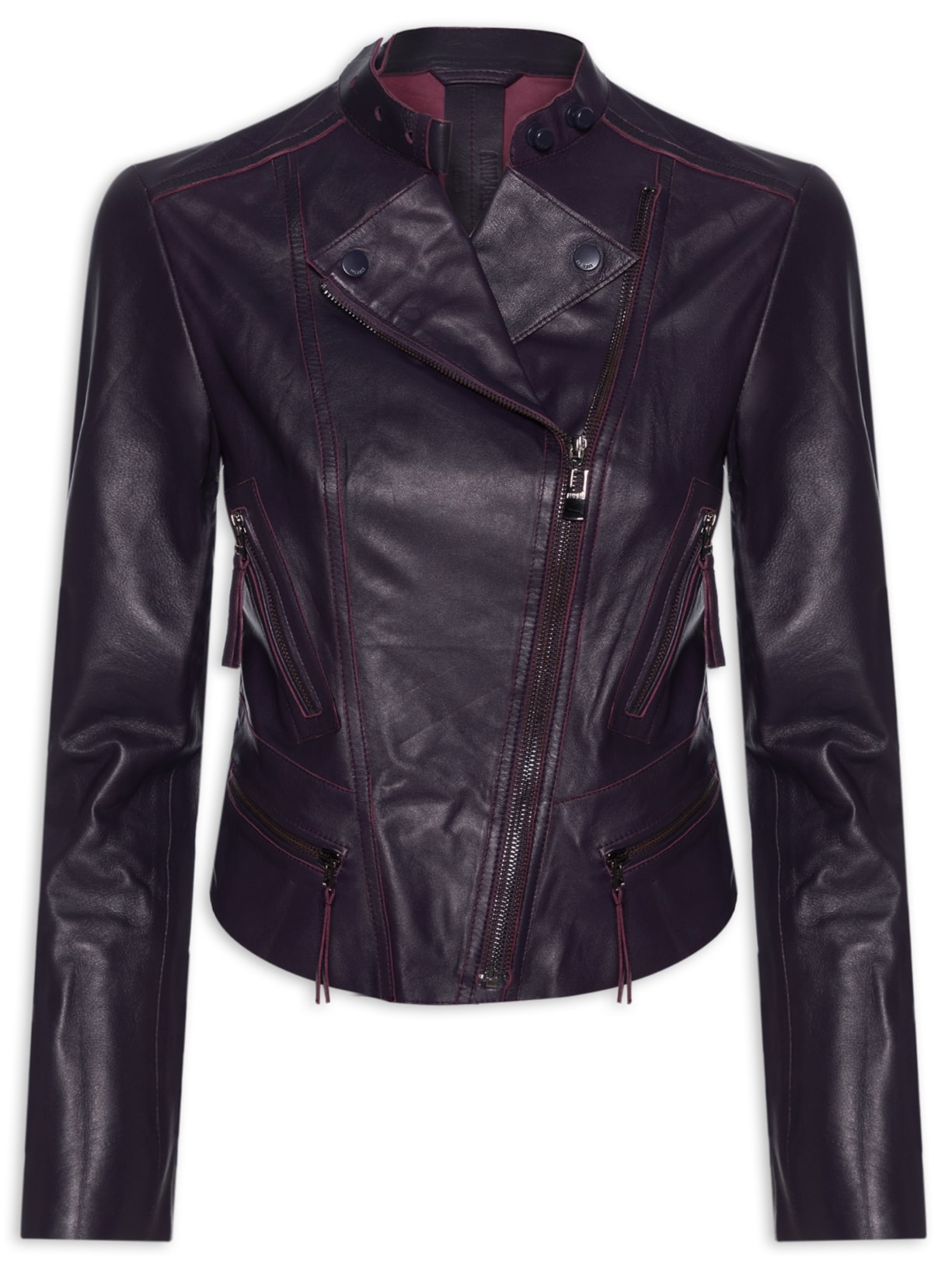Jaqueta Feminina Couro Motor Clássica Roxo Animale