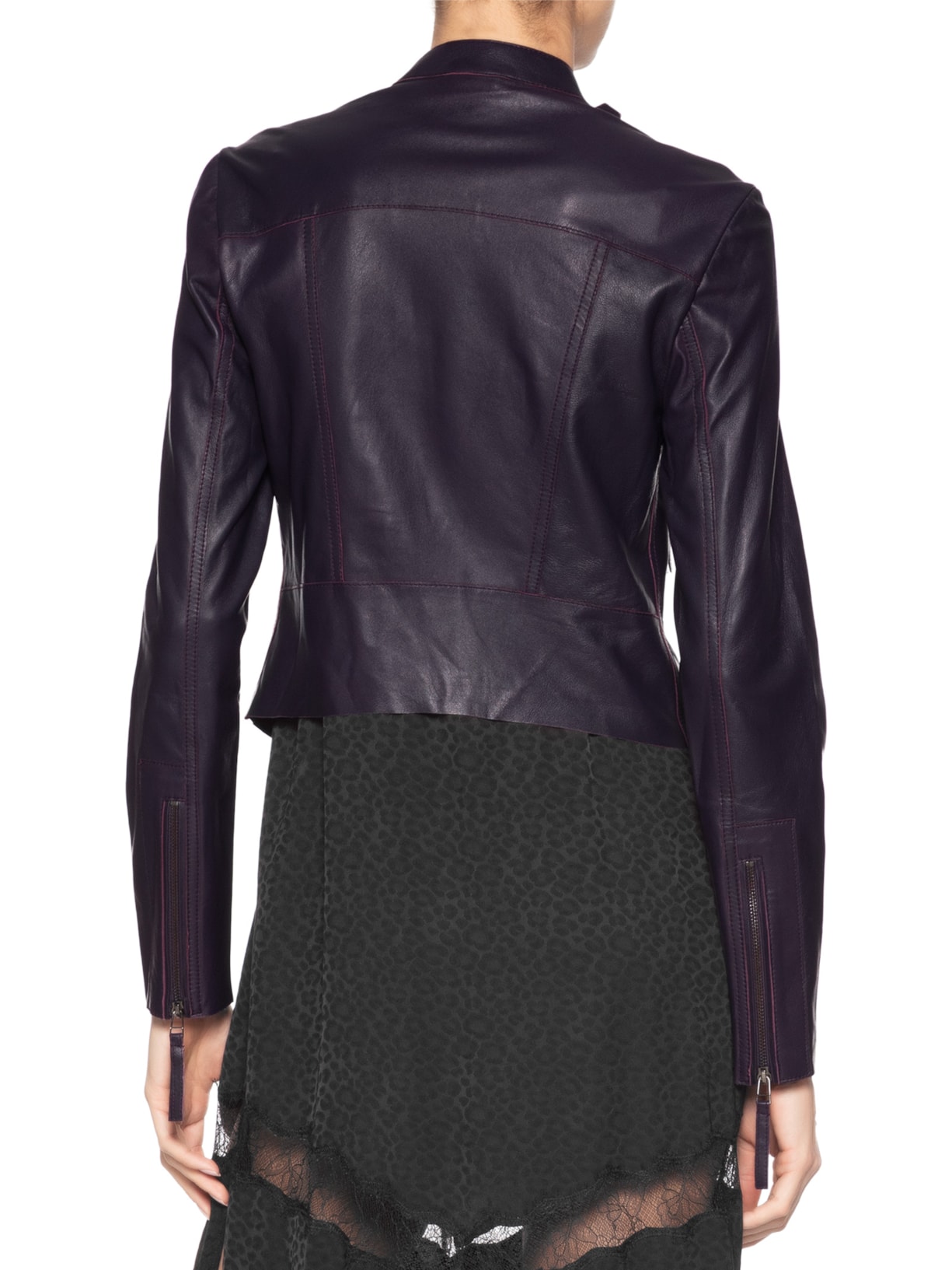 Jaqueta Feminina Couro Motor Clássica Roxo Animale