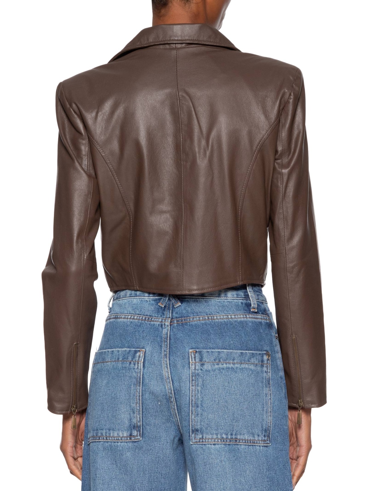 Jaqueta Feminina Couro Perfecto Francis Marrom Studio Kalline