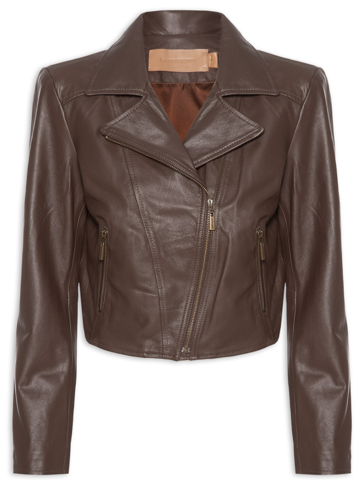 Jaqueta Feminina Couro Perfecto Francis Marrom Studio Kalline