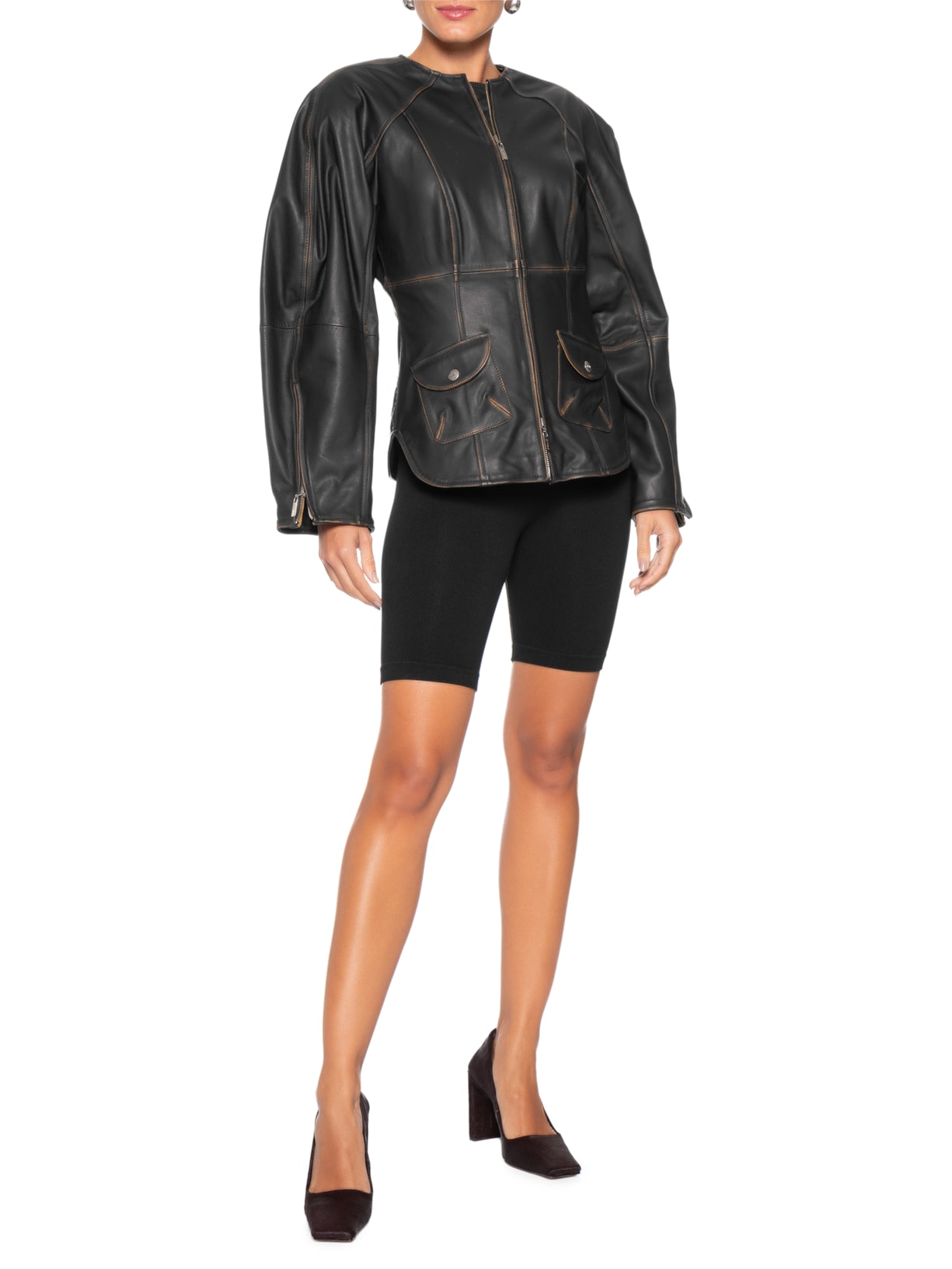 Jaqueta Feminina Couro Rift Preto Francesca