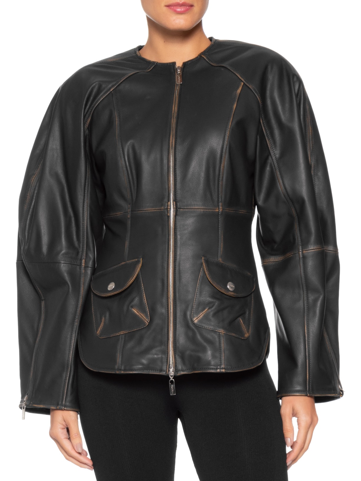 Jaqueta Feminina Couro Rift Preto Francesca