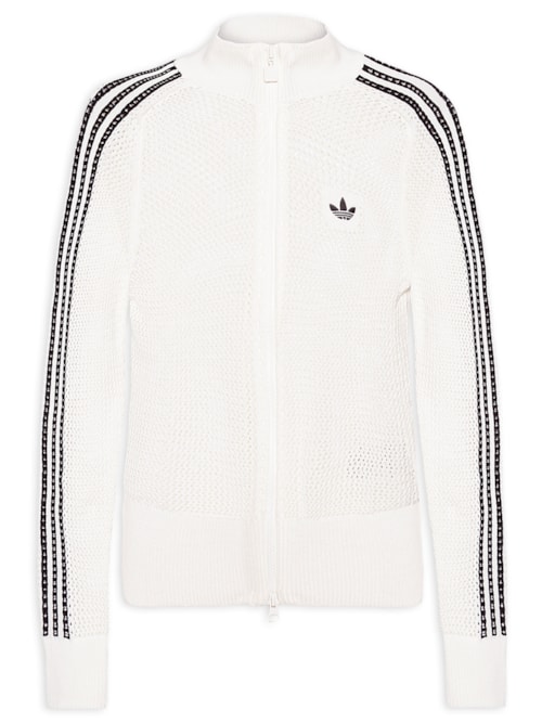 Jaqueta Feminina Crochet Track Top - Branco