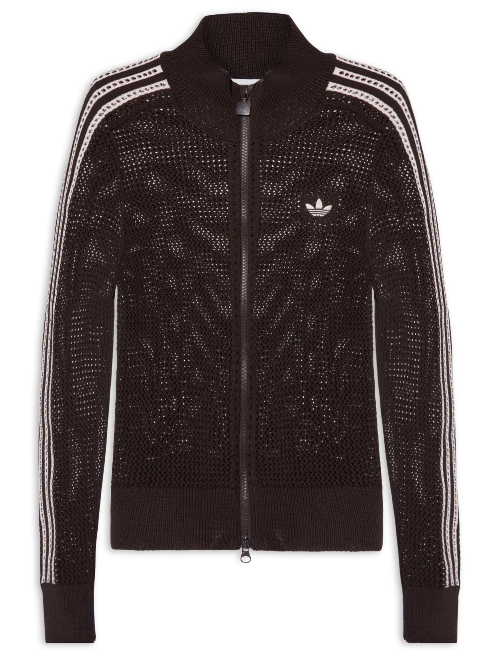 あす Jaqueta Feminina Crochet Track Top - Marrom - Adidas Originals