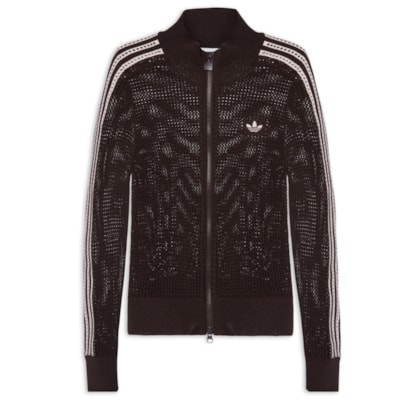 Jaqueta Feminina Crochet Track Top - Marrom