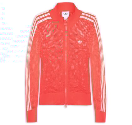 Jaqueta Feminina Crochet Track Top - Vermelho