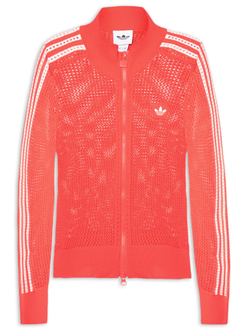 Jaqueta Feminina Crochet Track Top - Vermelho