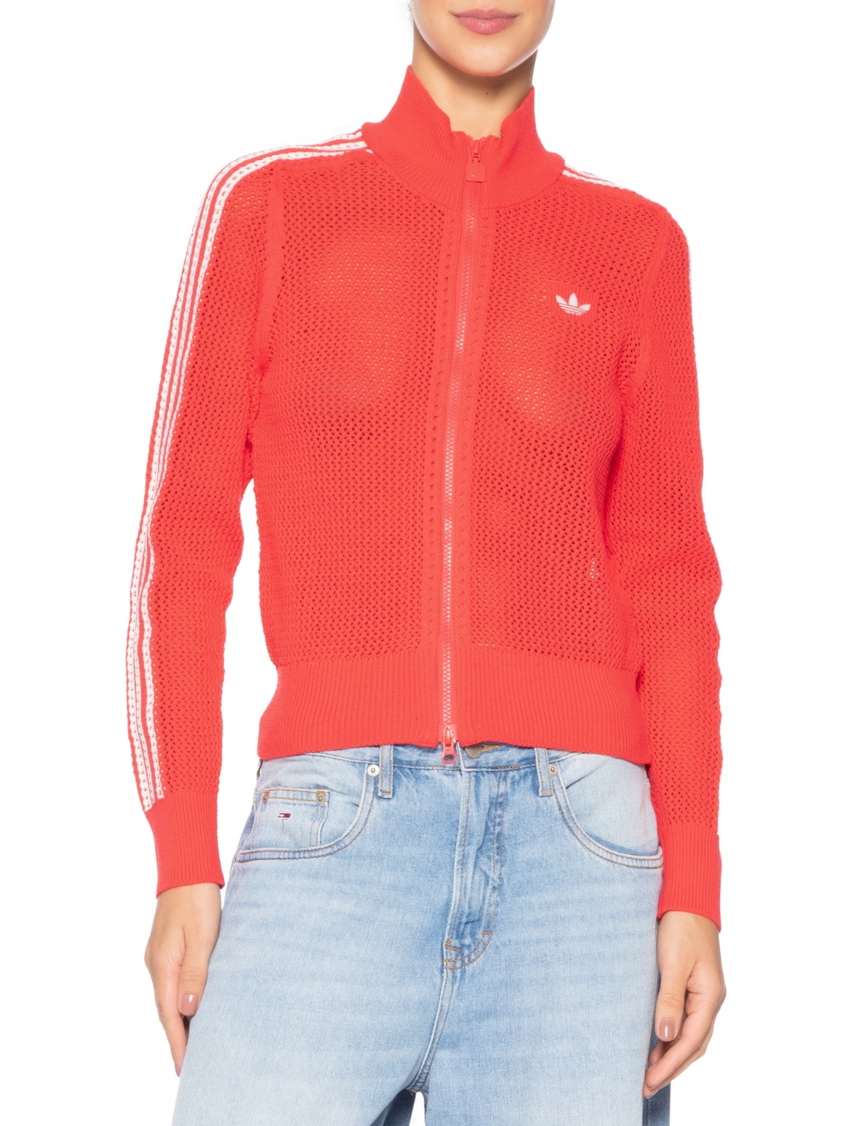 Jaqueta Feminina Crochet Track Top Vermelho Adidas Originals