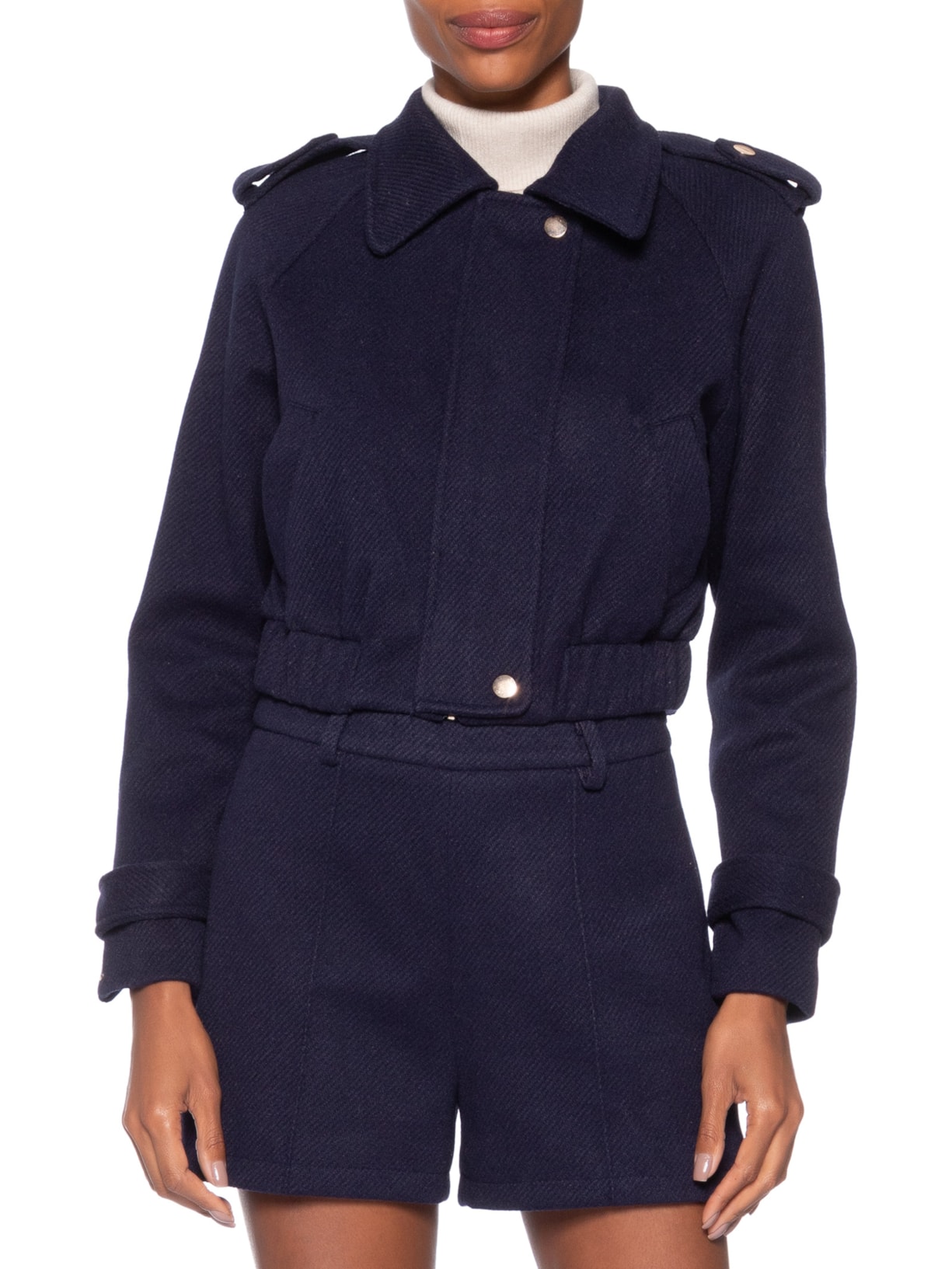 Jaqueta Feminina Cropped Azul Market 33