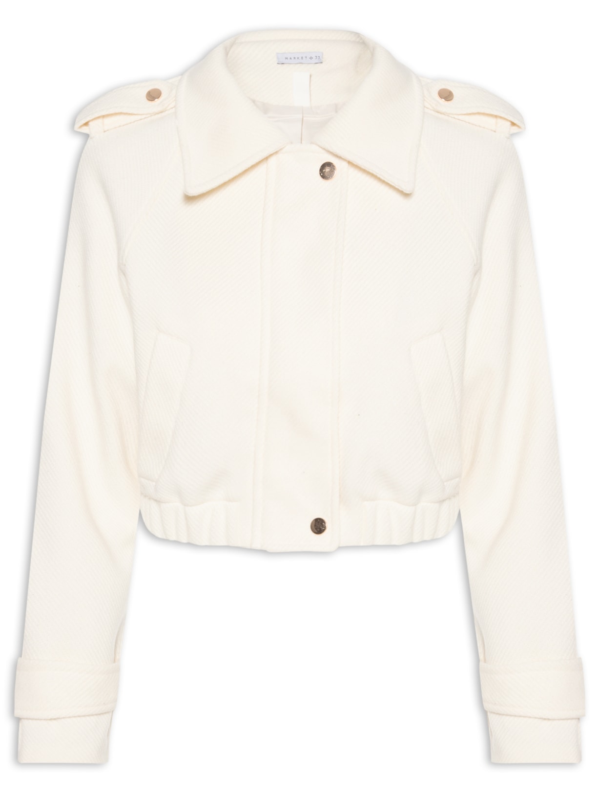 Jaqueta Feminina Cropped Bege Market 33