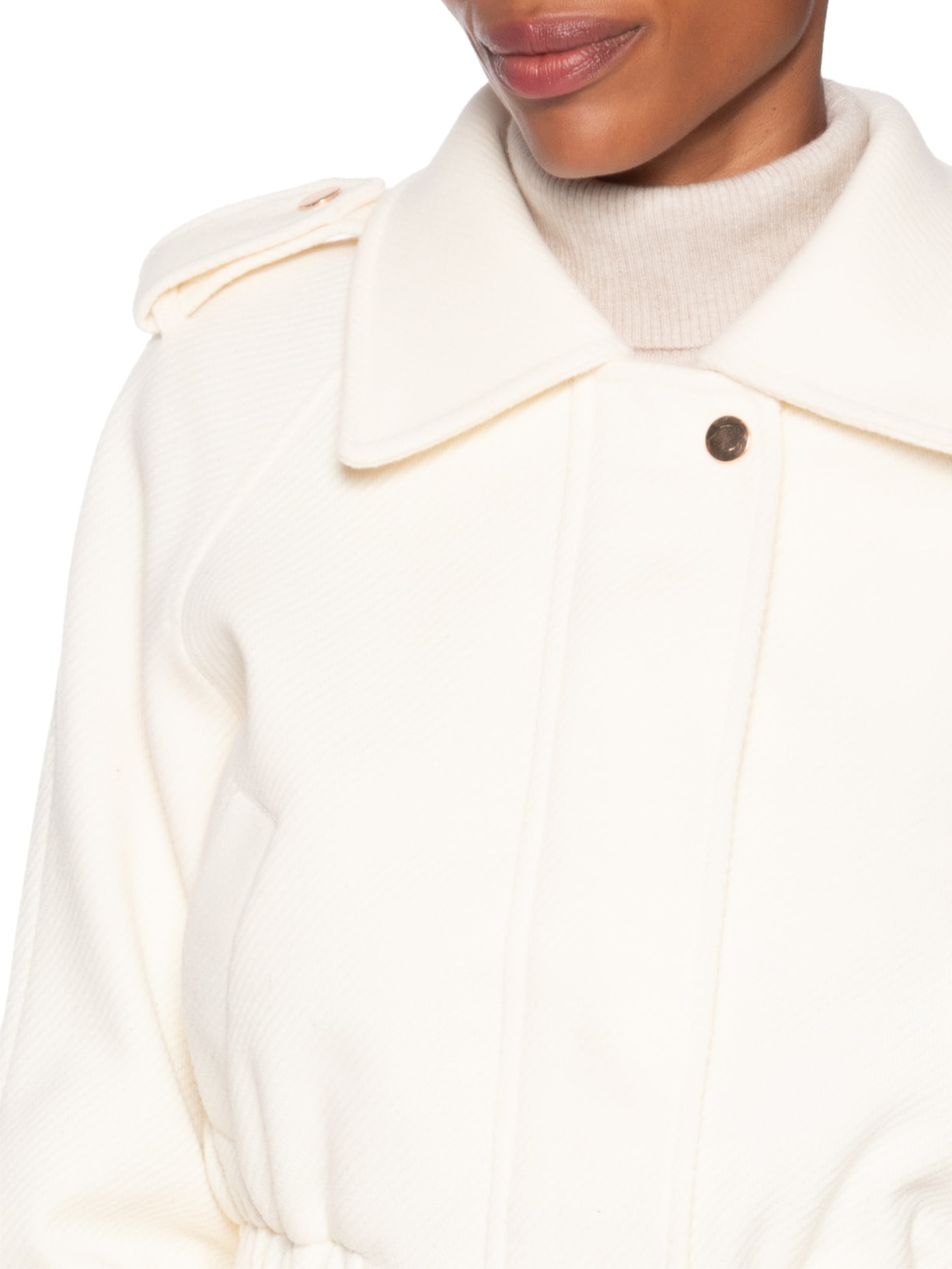 Jaqueta Feminina Cropped Bege Market 33