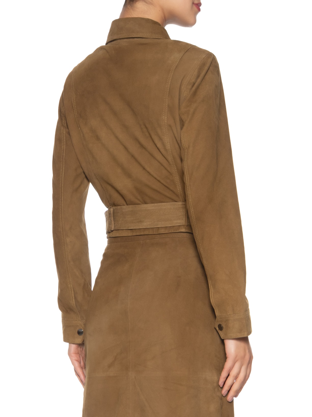 Jaqueta Feminina Cropped Em Suede Marrom '2Essential