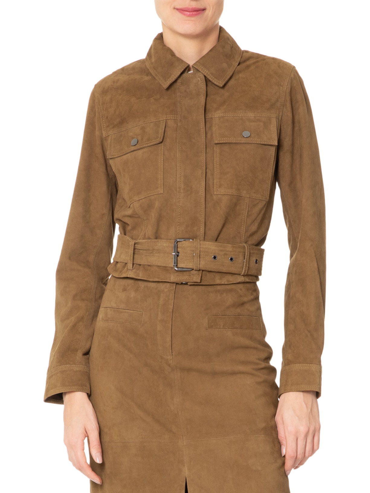 Jaqueta Feminina Cropped Em Suede Marrom '2Essential