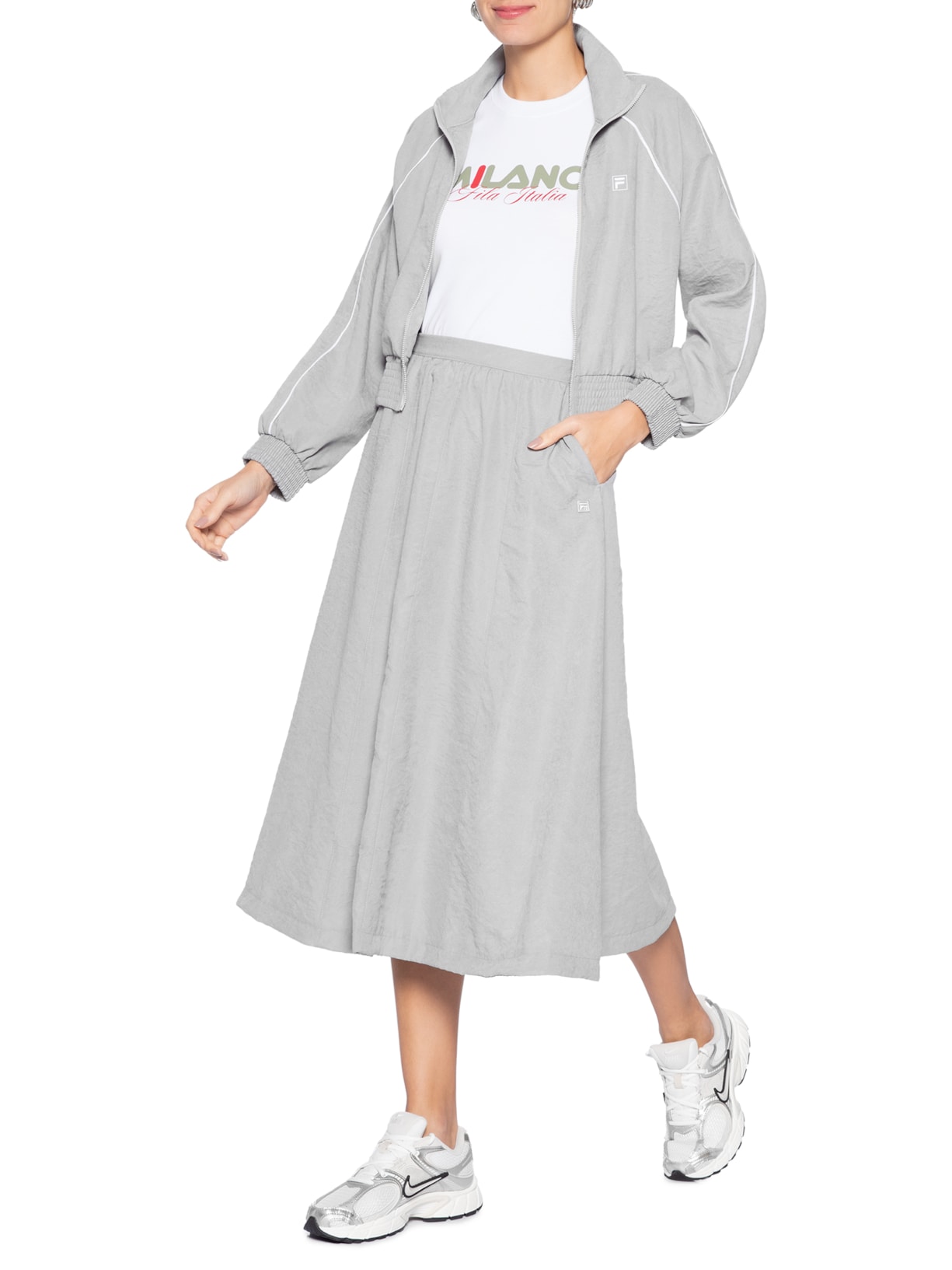 Jaqueta Feminina Cropped F-Box Cinza Fila