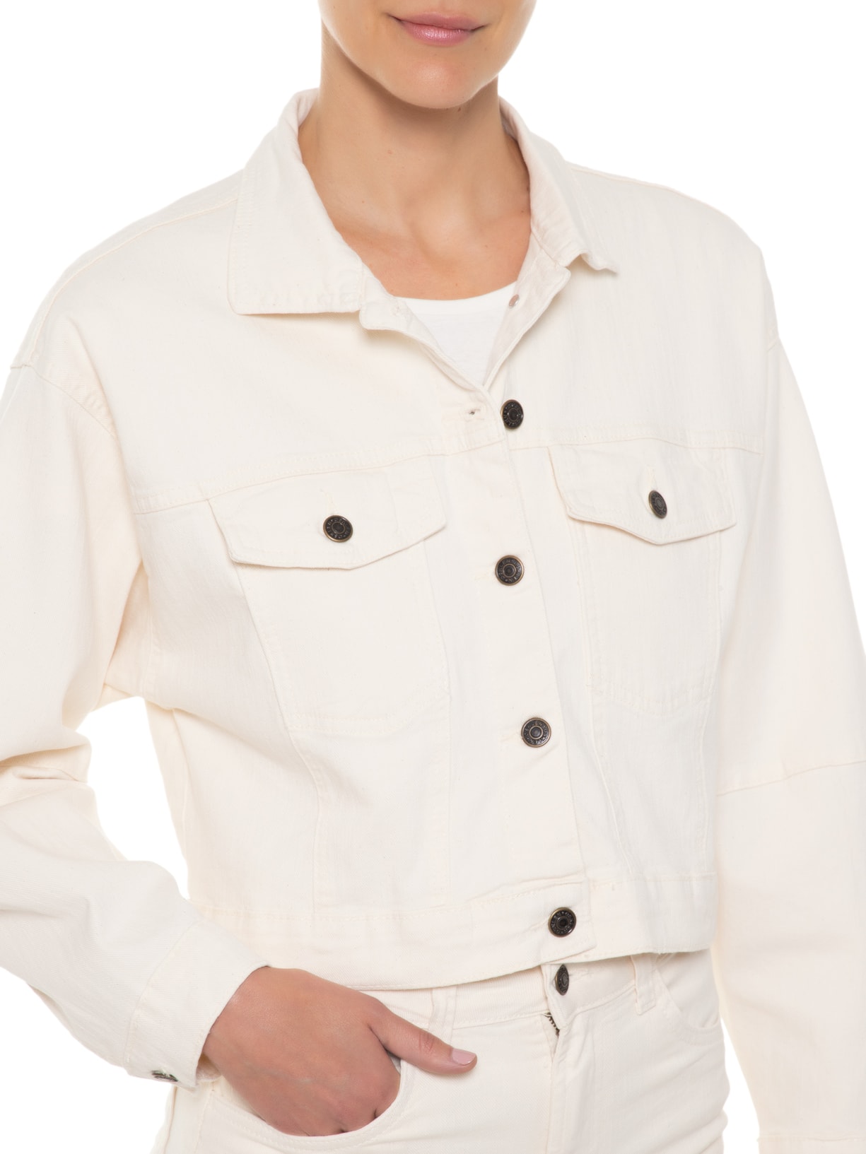 Jaqueta Feminina Cropped White Branco Osklen