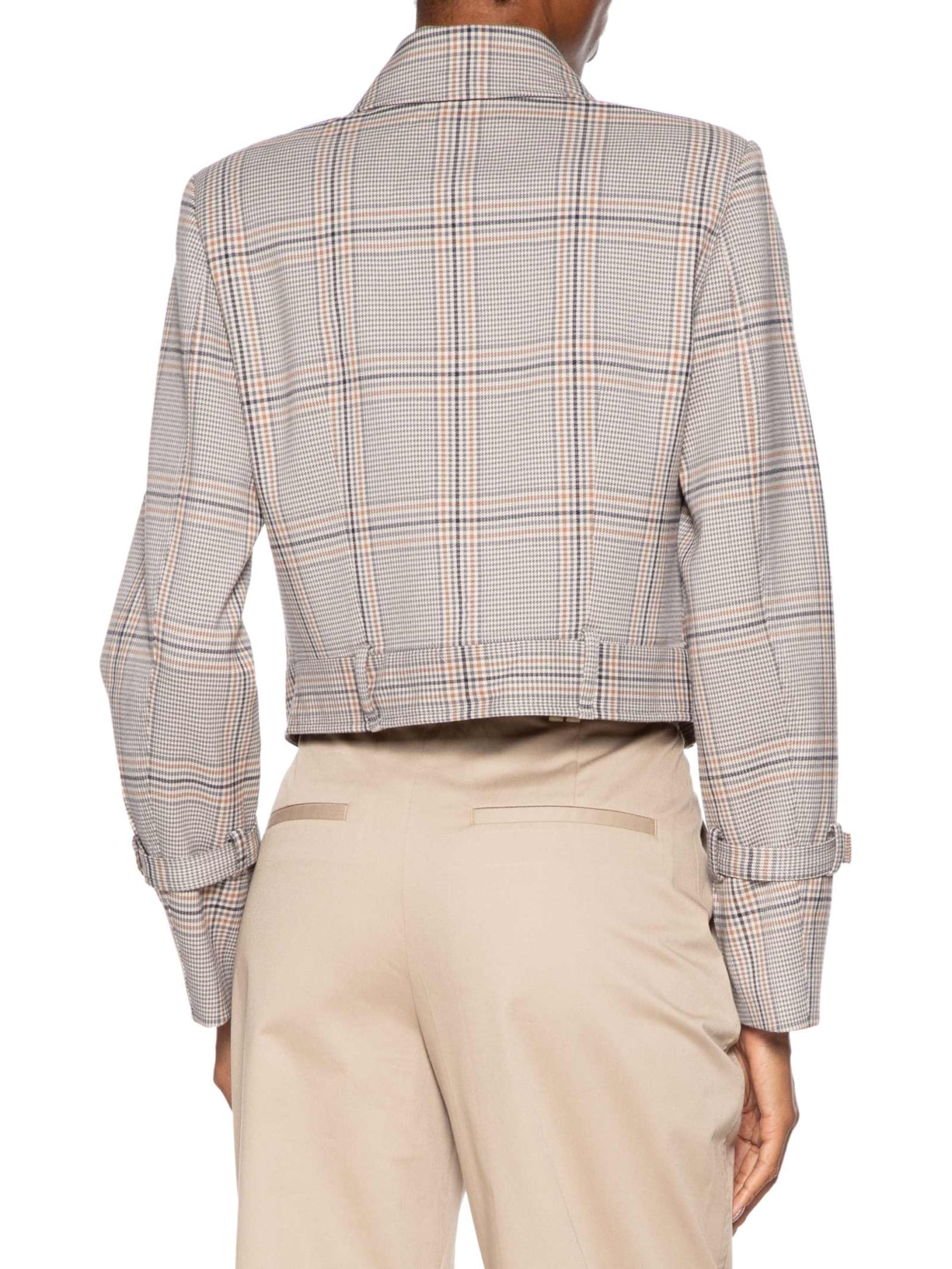 Jaqueta Feminina Cropped Xadrez Cinza Animale