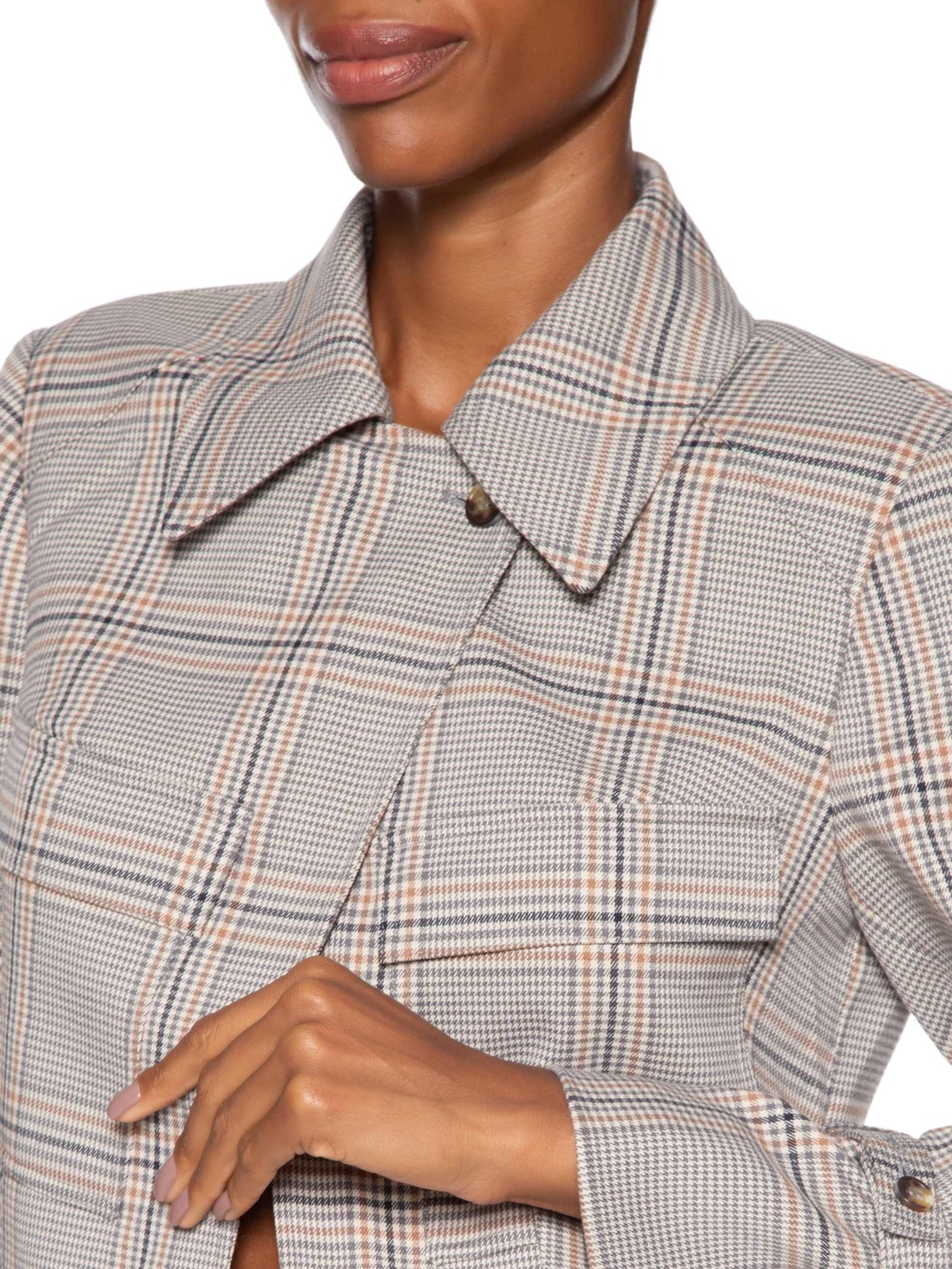 Jaqueta Feminina Cropped Xadrez Cinza Animale