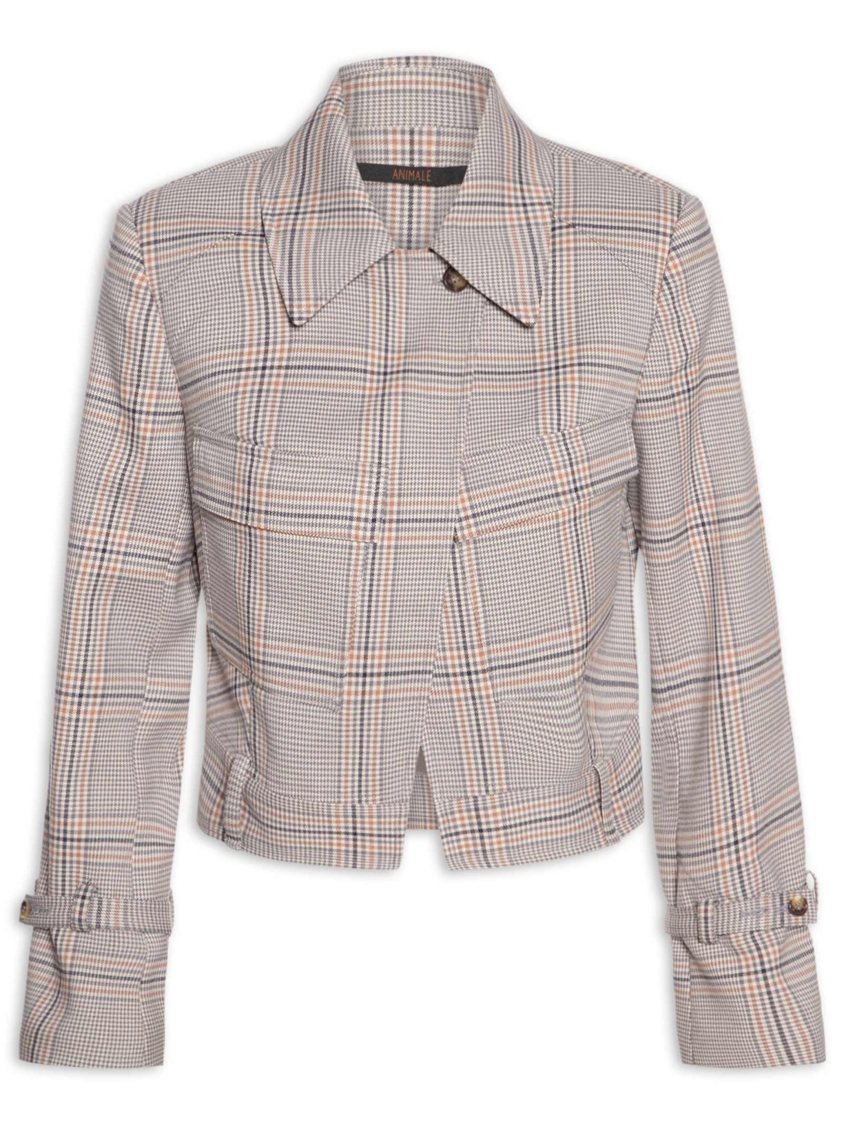 Jaqueta Feminina Cropped Xadrez Cinza Animale