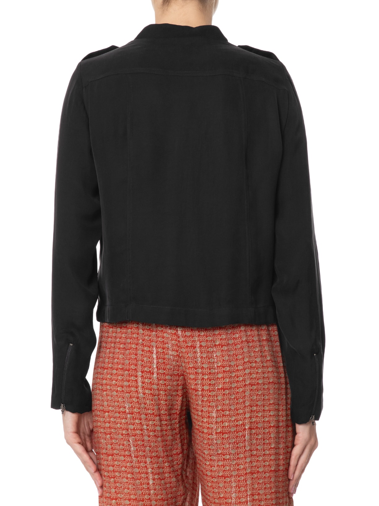 Jaqueta Feminina Cupro Transpassada Preto Maria Filó