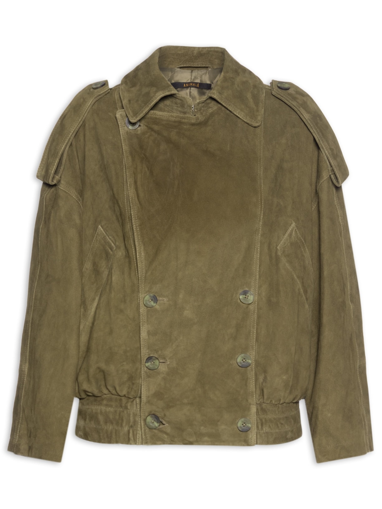 Jaqueta Feminina De Chamois Ampla Barra Elástico Verde Animale