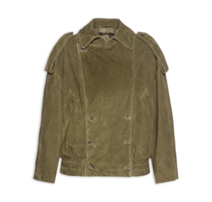 Jaqueta Feminina De Chamois Ampla Barra Elástico - Verde